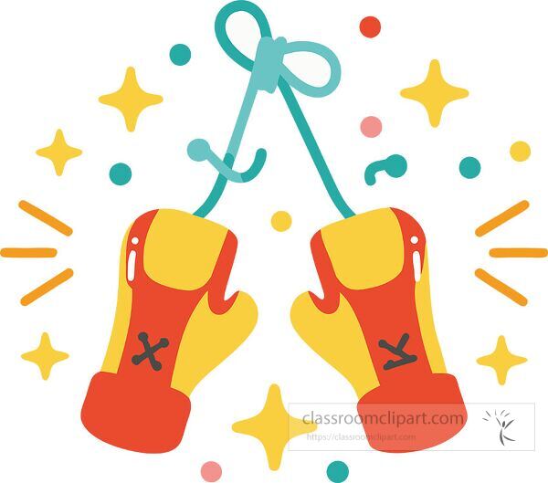 Bright and playful boxing gloves with a cheerful background Clip Art