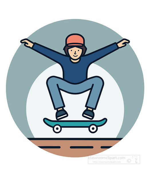 boy rides a skateboard and performs a jumping trick while wearing safety gear