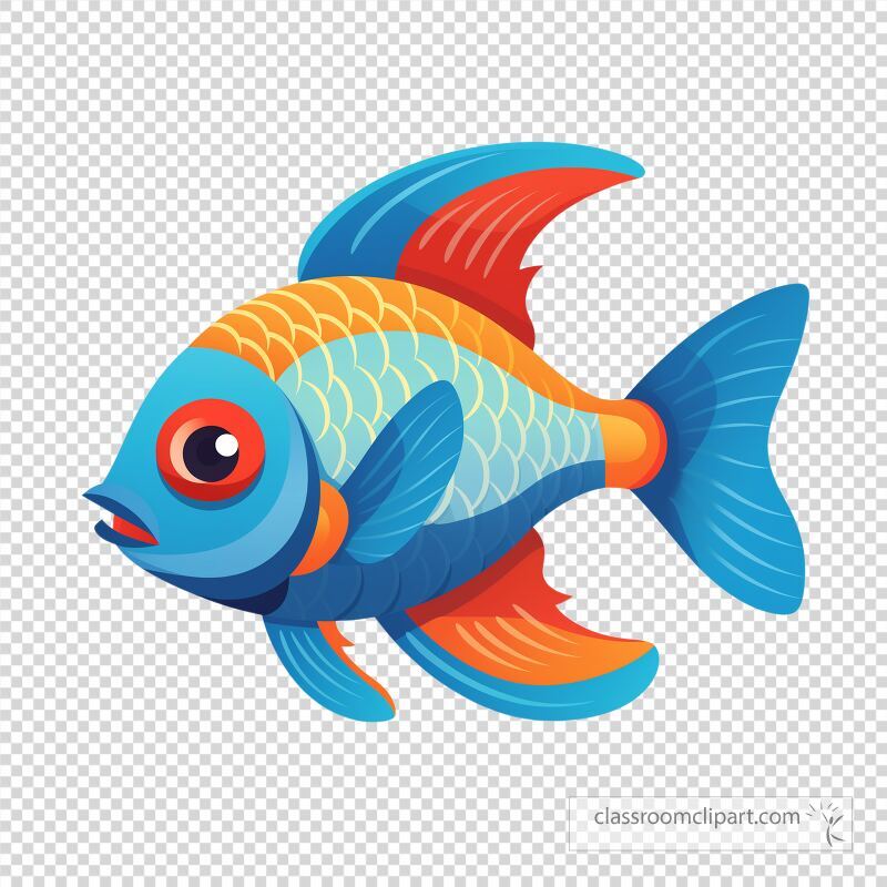 This vibrant fish features a blue and orange design perfect for adding a playful touch to various crafts Ideal for use in educational materials and art projects