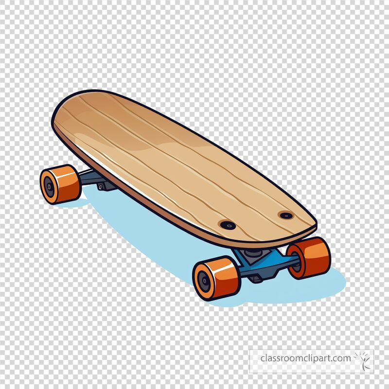 This cartoon style skateboard features a classic wooden deck with vibrant wheels Ideal for outdoor fun and creative projects it adds a playful element to any design