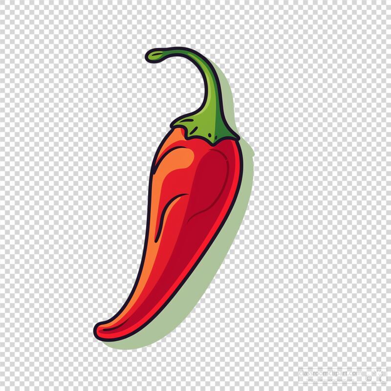 Bright Red Chili Pepper Illustration With Shadow Effect