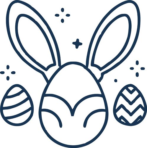 Bunny ears icon with decorative eggs