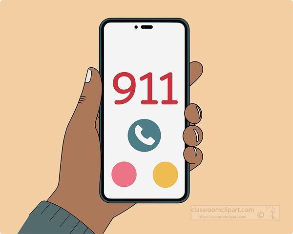 hand holding a smartphone with large red numbers 911 displayed for emergency calling