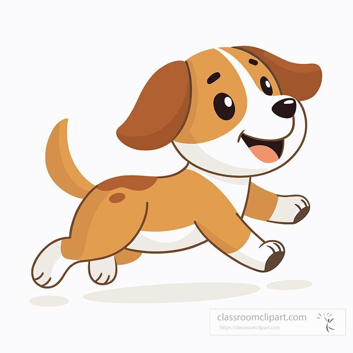 Adorable cartoon dog running illustration ideal for educational materials pet projects and kids graphics