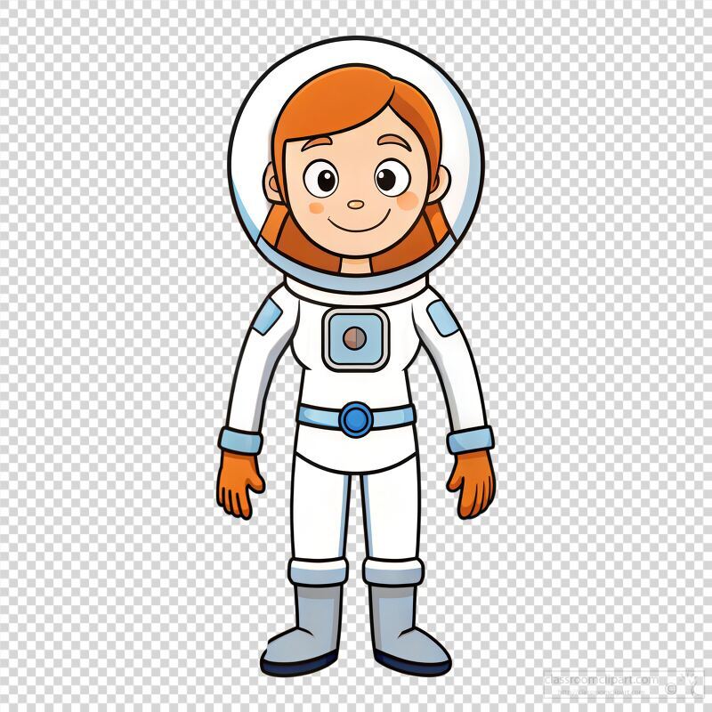 New Clipart Categories-cartoon Female Astronaut Exploring Outer Space 