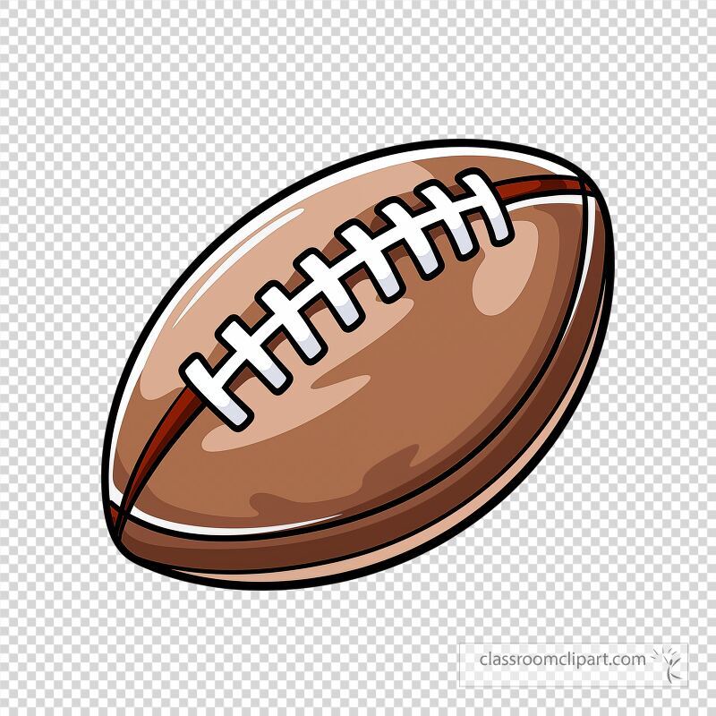 A cartoon football depicted with a shiny surface and white stitching ideal for sports related projects logos or educational materials in a fun engaging style