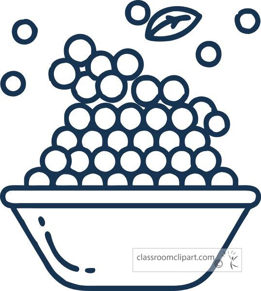 Simple outline of a caviar bowl with decorative elements above