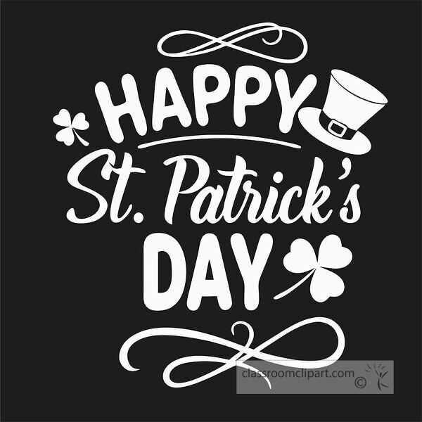 Decorations feature happy St Patricks Day greetings with symbols of luck and celebration