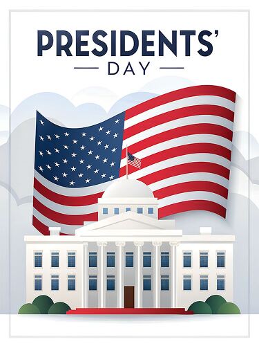 In honor of Presidents Day the White House is featured with the American flag waving proudly in the background