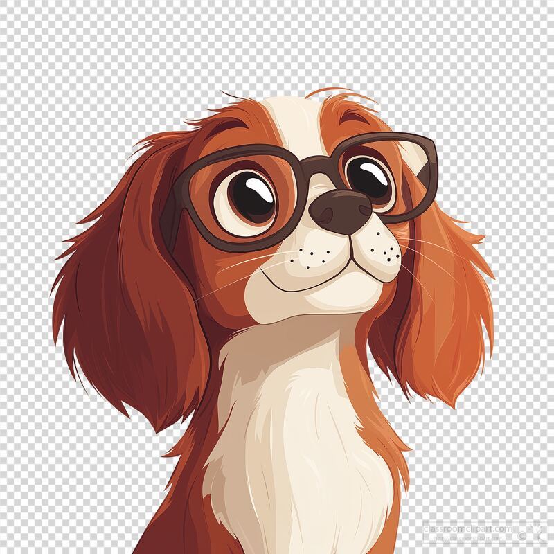 Charming Cartoon Dog Wearing Glasses in Vibrant Illustration