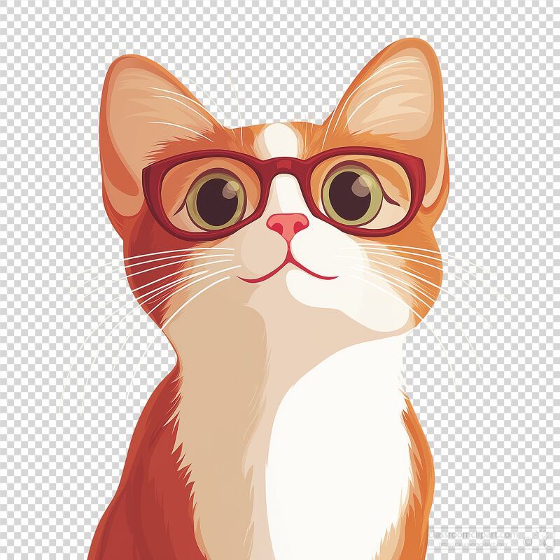 Charming Cat With Glasses in Whimsical Illustration Style