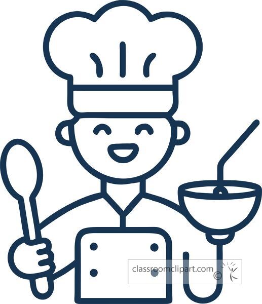 Cheerful chef with spoon and bowl