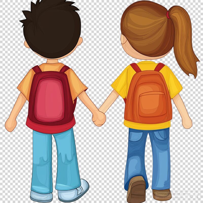 Children Holding Hands While Wearing Backpacks