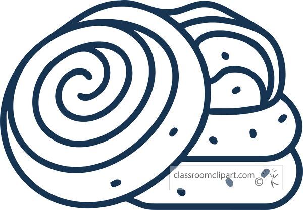 Outline of a cinnamon roll showing its spiral shape and texture