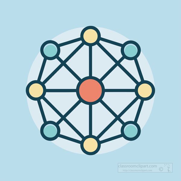illustration of a network structure with multicolored nodes connected by lines