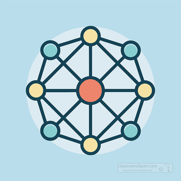 illustration of a network structure with multicolored nodes connected by lines