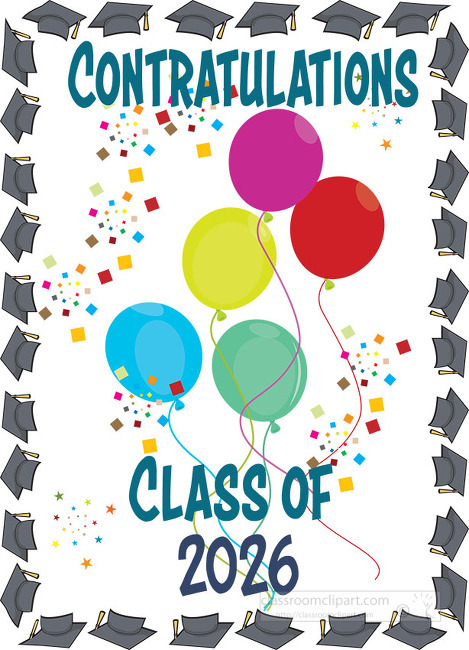 class of 2022 graduation party balloons clipart