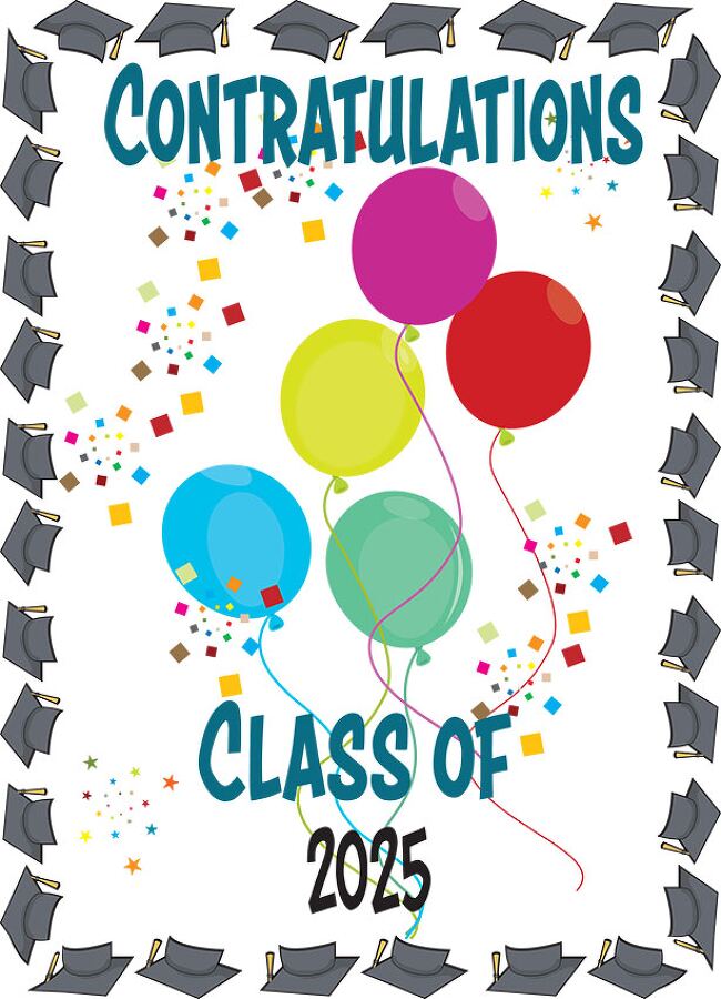 class of 2025 graduation party balloons clipart