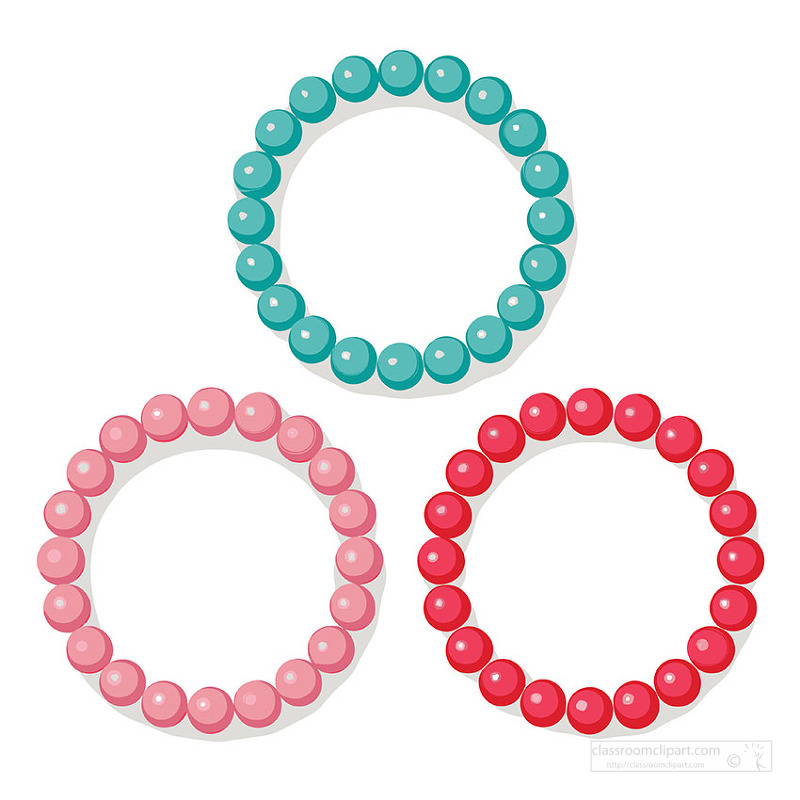 Set of bright round bead bracelets in different vibrant colors