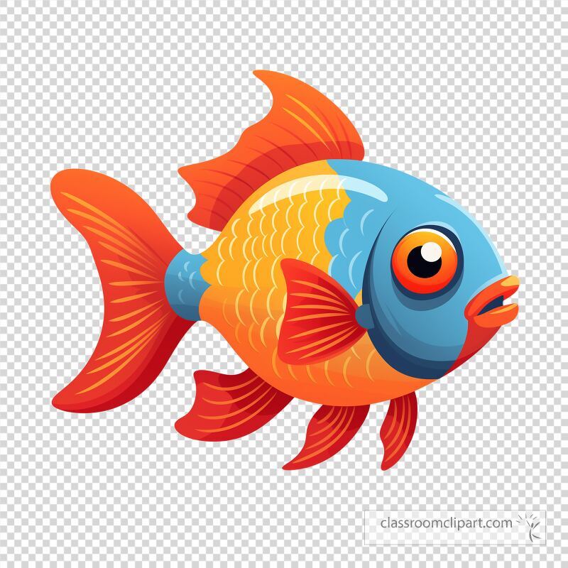 This design features a vibrant fish with orange and blue hues swimming gracefully Ideal for educational materials presentations or decorations in aquatic themes