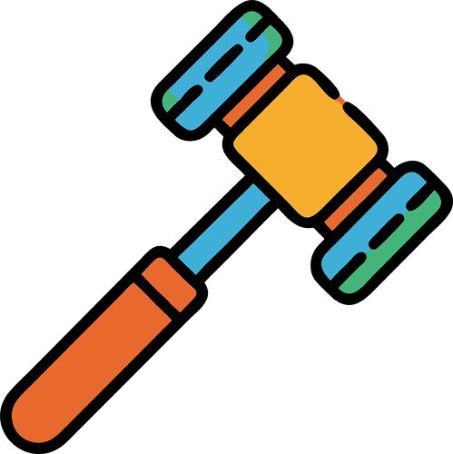 A colorful illustration of a gavel