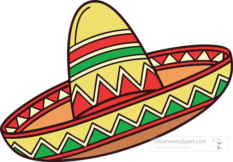 A vibrant sombrero showcasing traditional colors and patterns rests against a plain white background This design represents Mexican culture and festive celebrations