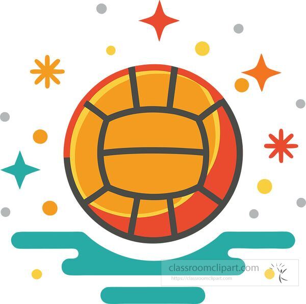 Bright and playful water polo ball in a minimalist style