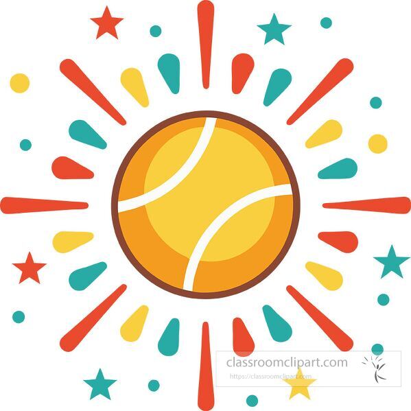 Vibrant and fun tennis ball design with playful elements