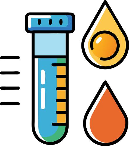 A colorful illustration of a test tube with liquid