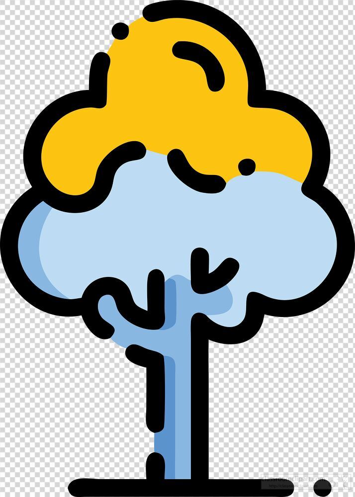 A vibrant tree design features swirling clouds of blue and yellow, capturing an imaginative and whimsical essence. Ideal for creative projects or illustrations needing a fresh, lively touch.