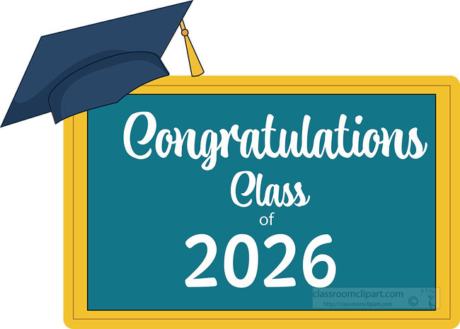 congratulations class 2026 on chalkboard clipart
