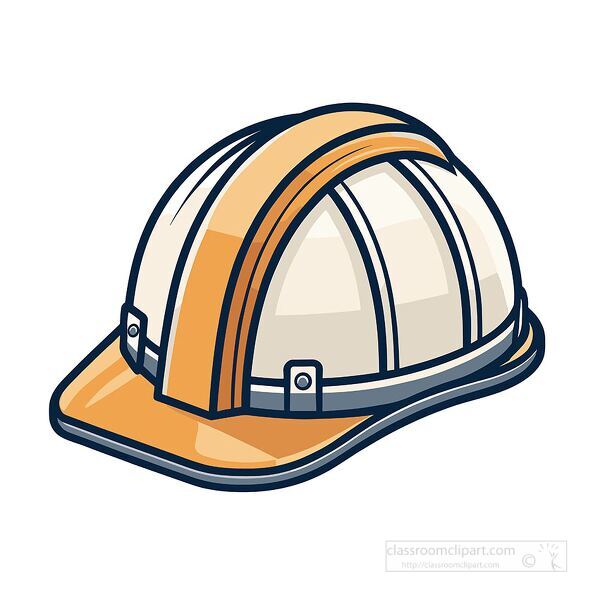 Hard hat safety helmet illustration used in construction and safety education perfect for teaching about protective gear and worksite tools