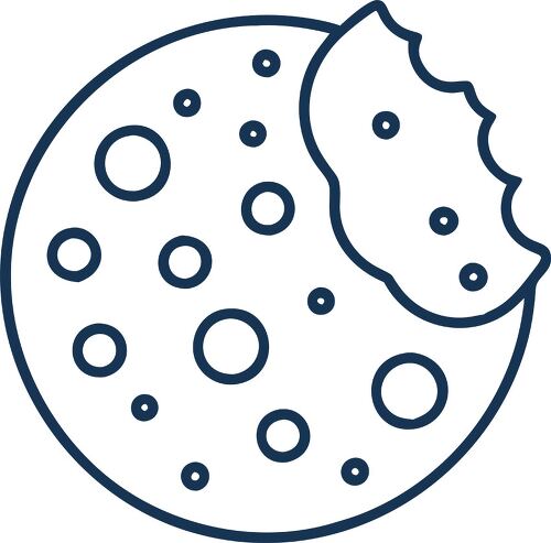 Outline representation of a cookie with a bite missing