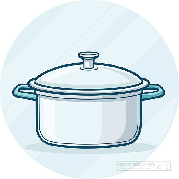 illustration of a cooking pot with a matching lid and two handles