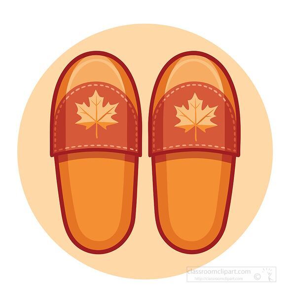 ozy orange fall slippers decorated with autumn leaves perfect for seasonal clipart collections classroom use and fall designs