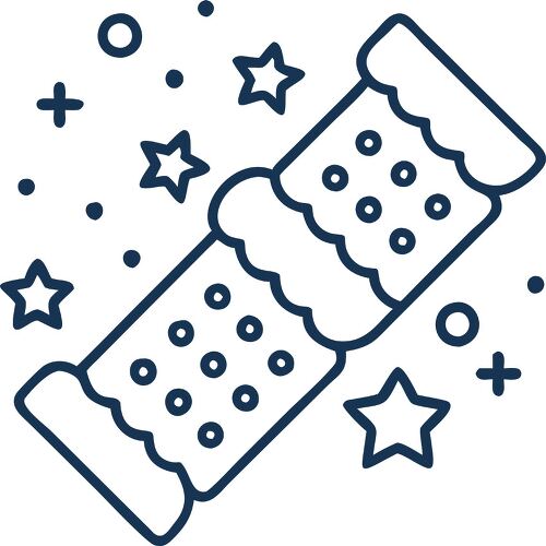 Outline of crackers decorated with stars and dots on background