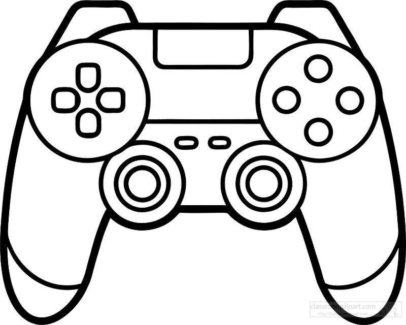 A detailed illustration featuring a gaming controller in a minimalist style. The sleek design highlights buttons and features that evoke excitement for gaming sessions.