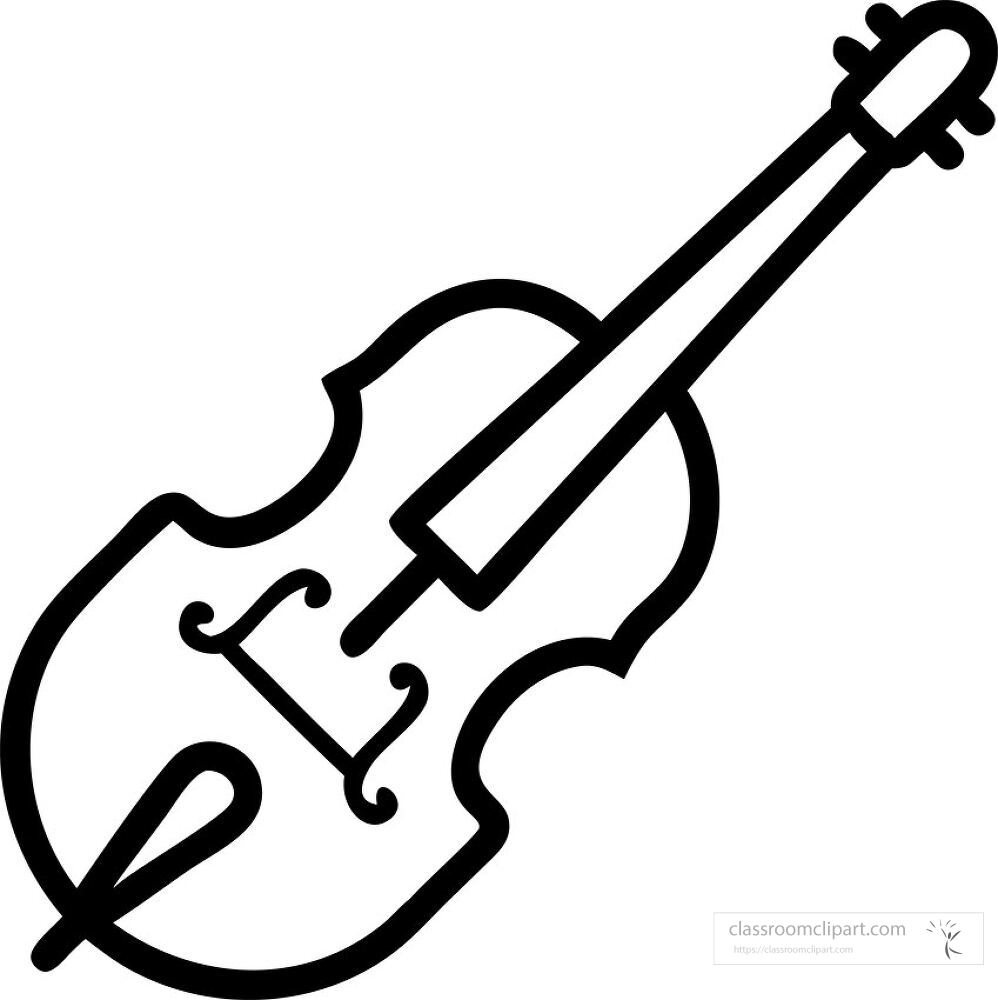 A simple black outline representation of a violin showcasing its elegant shape and distinctive features This artistic rendering highlights the beauty of string instruments