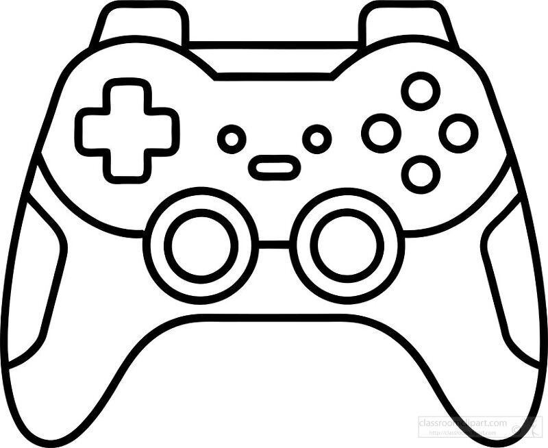 A minimalist outline of a modern video game controller showcases its buttons and joysticks. This design captures the essence of gaming culture and technology innovation beautifully.