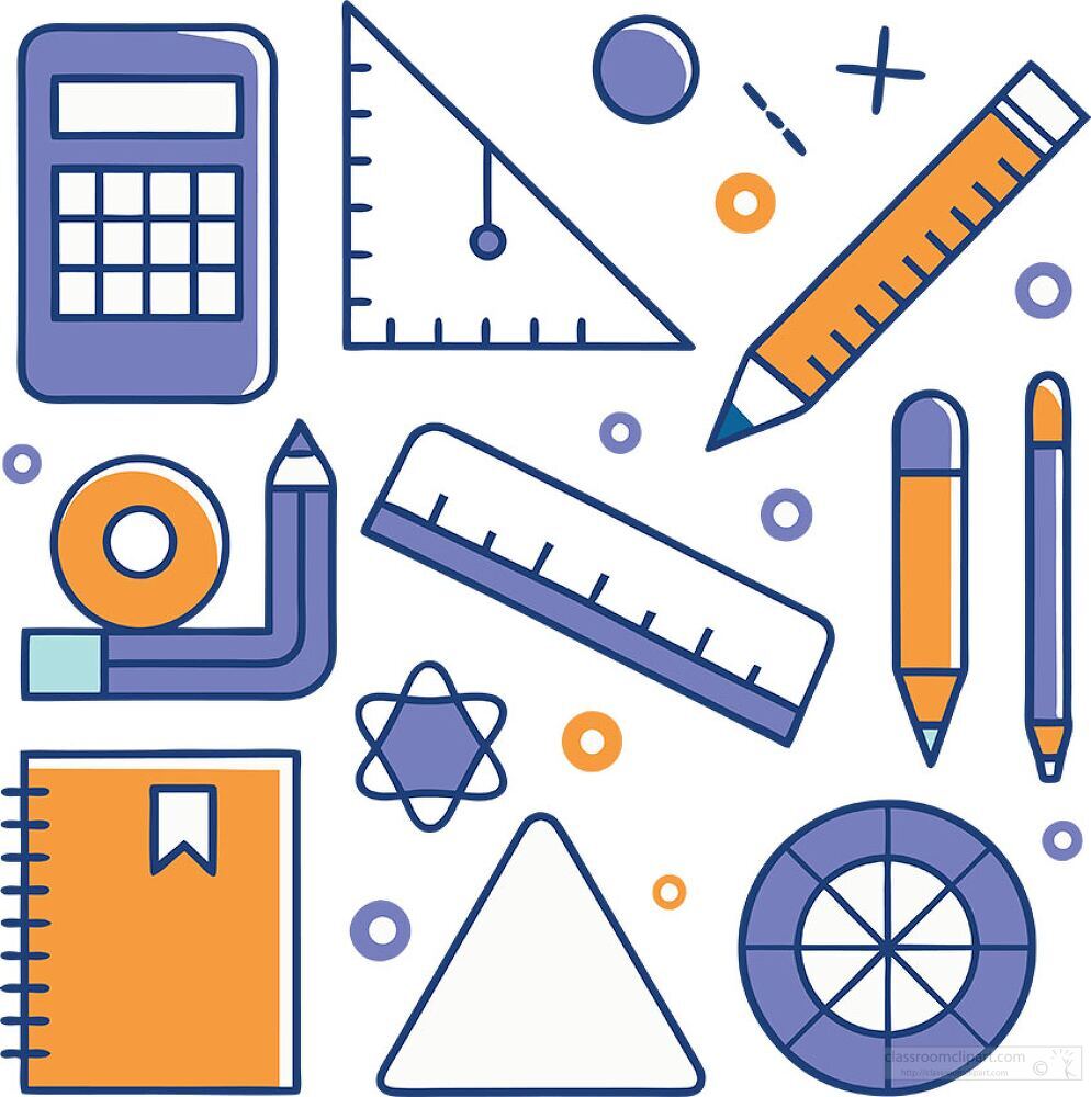 A delightful assortment of pen line doodles featuring essential math elements Includes rulers pencils calculators and geometric shapes perfect for inspiring learning in a classroom setting