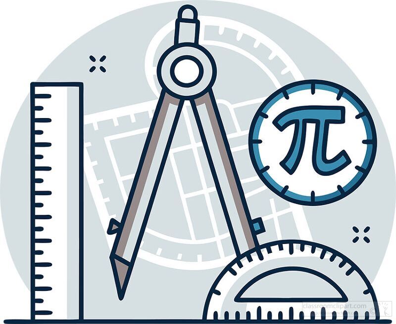 Illustrations showcase essential math tools like a compass and ruler, set against a globe background. This design emphasizes the beauty of mathematics in a global context.