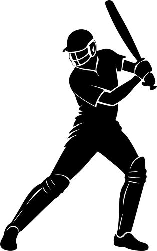 Silhouette of a cricket player preparing to bat during a match