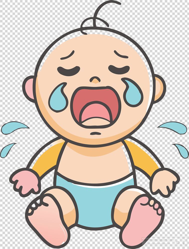 A young baby sits on the ground wailing with tears flowing down its cheeks. The infants body language conveys distress and need for comfort reflecting its emotions vividly.