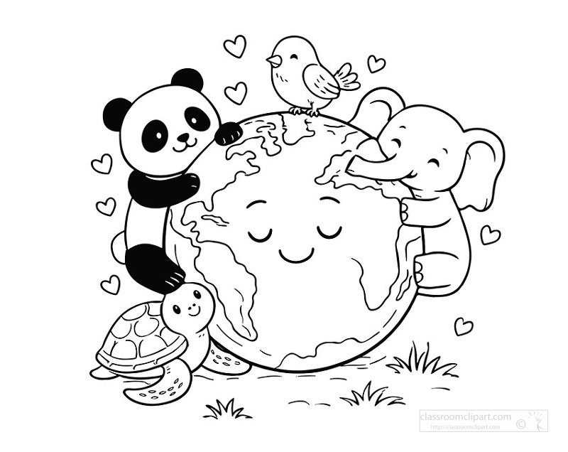 Description
Cute animals hugging the earth to show love for nature and promote environmental awareness for earth day