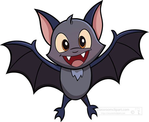 cheerful cartoon bat flying with open wings perfect for halloween decorations and kids illustrations