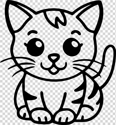 Adorable cartoon cat with big eyes and a cheerful demeanor