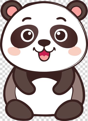 Adorable panda character with round face and cheerful smile