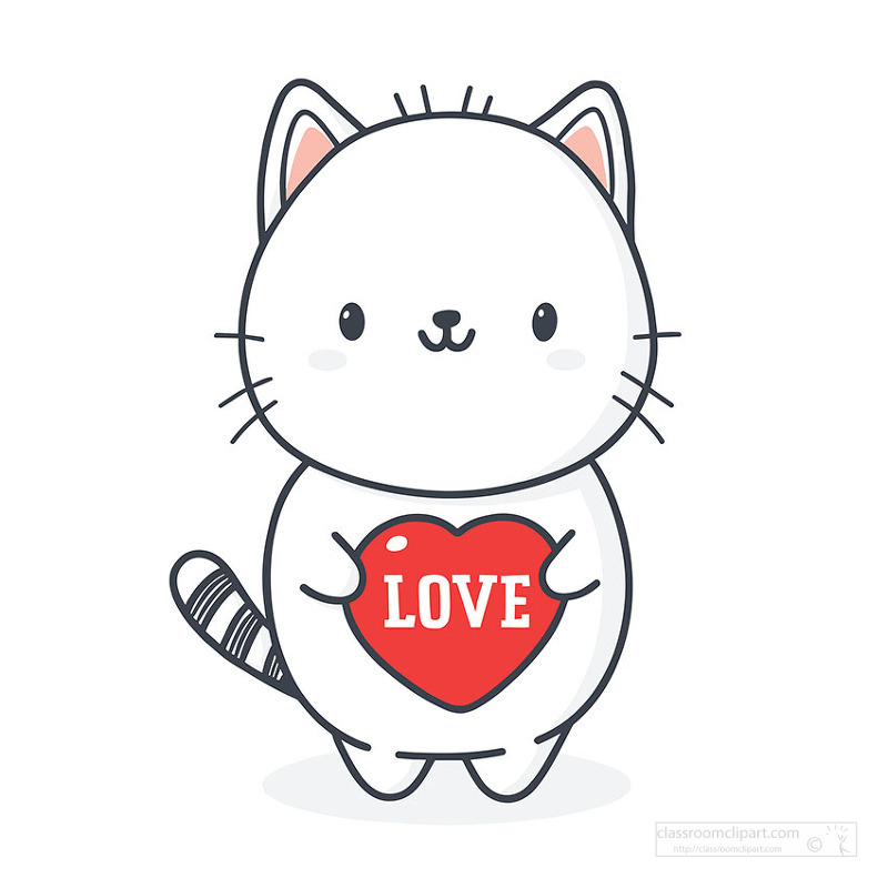 cat, love heart, valentine, cartoon animal, cute character, romantic art, kawaii style, greeting card, holiday design, sweet pet