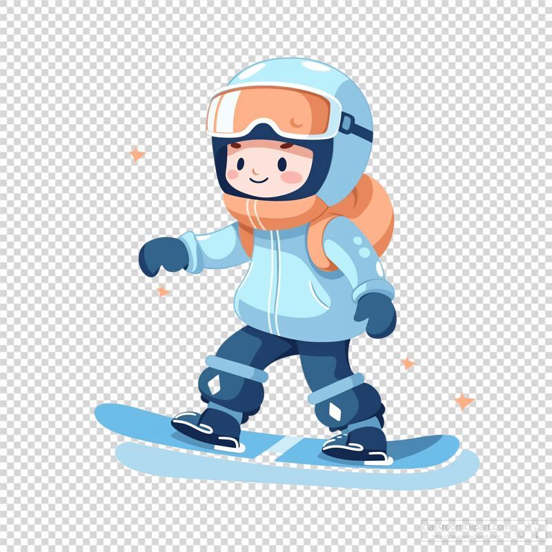 Cute Child Snowboarding on a Snowy Slope With Confidence