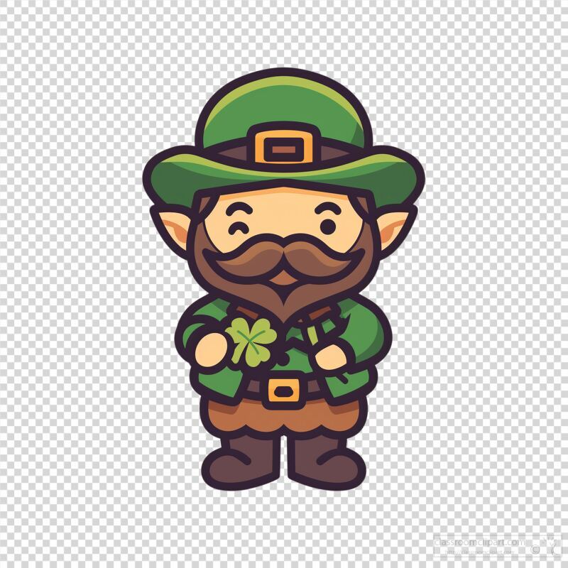 Cute Leprechaun Holding a Shamrock in a Whimsical Setting